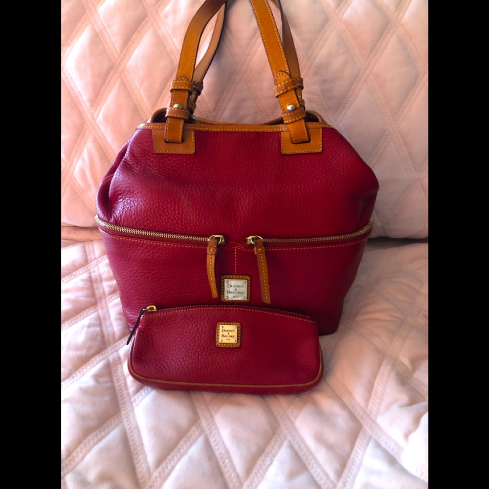 Dooney & Bourke Red Large Handbag with matching Makeup Bag